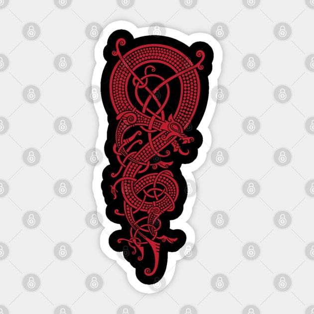 The viking dragon Fáfnir (Red) Sticker by Roadkill Creations